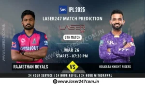 Read more about the article Laser247 IPL 2025 Match Prediction: RR vs KKR (Match 6)
